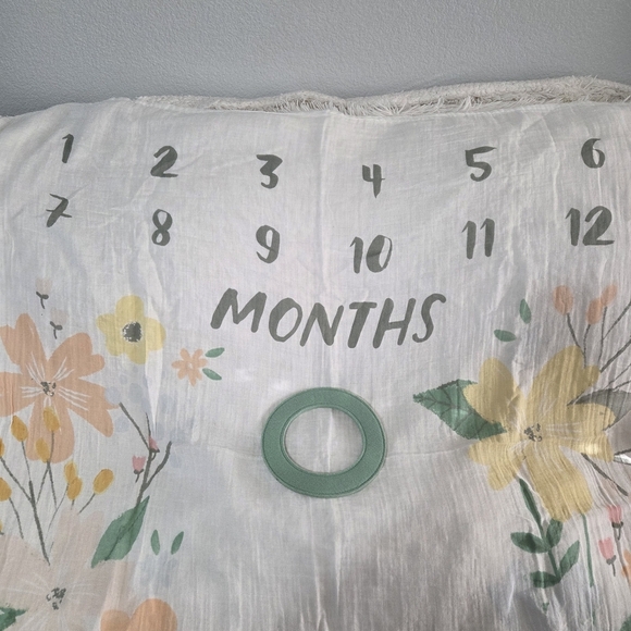 Cloud Island Muslin Blanket Baby Monthly Milestones w/ Felt Frame Meadow Floral - Picture 3 of 7